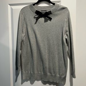 J Crew grey sweater with bow neck